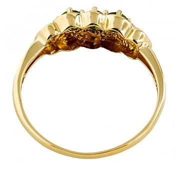 9ct gold Garnet / Diamond 3 stone Ring size P